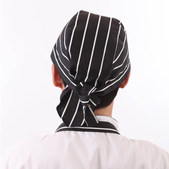 Unisex-Koch-Kellner-Arbeitsmütze im schlichten Stil, Piratenhut, Turbanmütze, Turban Cap 2, Turban Cap Red, Turban Cap Black, Turban Cap stripe, Turban Cap1 – Bild 3