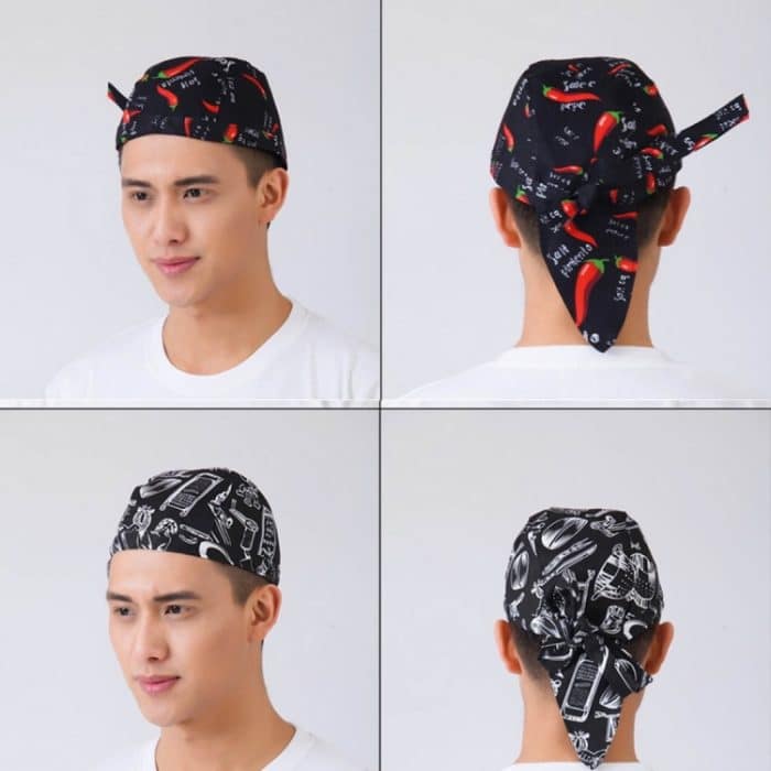 Unisex-Koch-Kellner-Arbeitsmütze im schlichten Stil, Piratenhut, Turbanmütze, Turban Cap 2, Turban Cap Red, Turban Cap Black, Turban Cap stripe, Turban Cap1 – Bild 5
