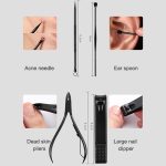 12-in-1 fortschrittliches Edelstahl-Nagelpflege-Clipper-Pediküre-Maniküre-Set mit Lederetui, Red+Black, Yellow+Black – Bild 4