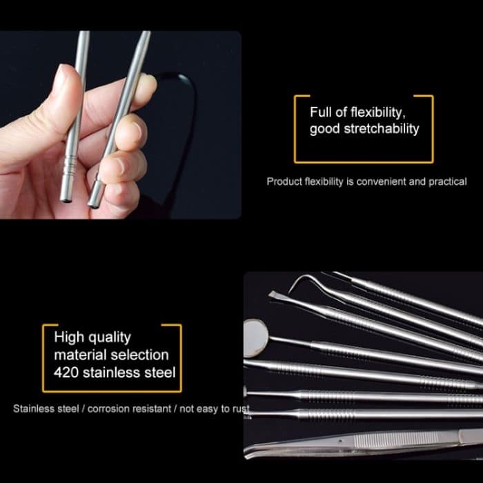 9 In 1 Edelstahl-Zahnarztwerkzeugsatz – Bild 8