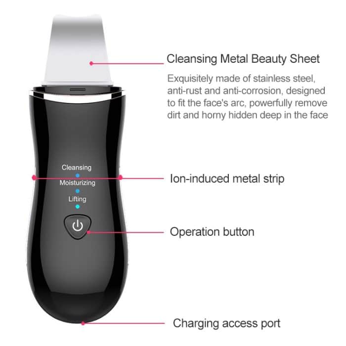BLK-D016 Ultraschall-Schönheitsschaufel, Hautmaschine, Vibration, Haushalts-Gesichtsreinigung und Waschen, Massageinstrument, Schönheitsinstrument – Bild 4
