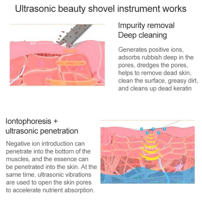 BLK-D016 Ultraschall-Schönheitsschaufel, Hautmaschine, Vibration, Haushalts-Gesichtsreinigung und Waschen, Massageinstrument, Schönheitsinstrument – Bild 5