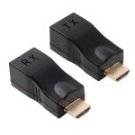 HDMI-zu-RJ45-Extender-Adapter (Empfänger und Sender) über Cat-5e/6-Kabel, unterstützt HDCP, Übertragungsentfernung: 30 m, Single RJ45 Black – Bild 4
