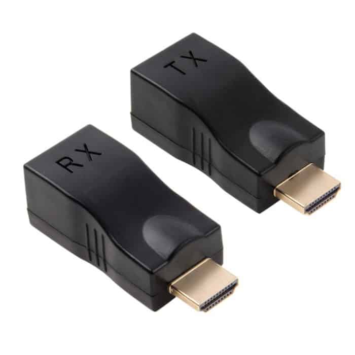 HDMI-zu-RJ45-Extender-Adapter (Empfänger und Sender) über Cat-5e/6-Kabel, unterstützt HDCP, Übertragungsentfernung: 30 m, Single RJ45 Black – Bild 4