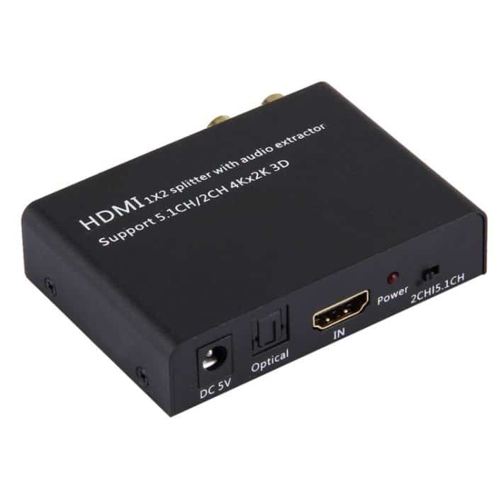 HDMI0069.jpg HDMI 1x2 Splitter mit Audio-Extraktor, Unterstützung 5.1CH / 2CH, 4Kx2K, 3D – Bild 1
