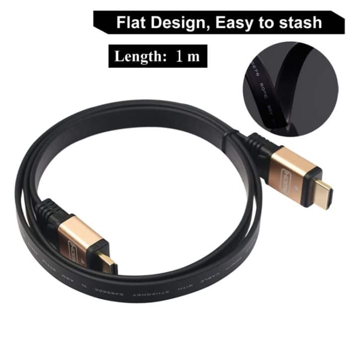 1 m HDMI 2.0 (4K) 30AWG Hochgeschwindigkeits-18-Gbit/s-vergoldetes Flachkabel mit HDMI-Stecker auf HDMI-Stecker, Length: 1m – Bild 2