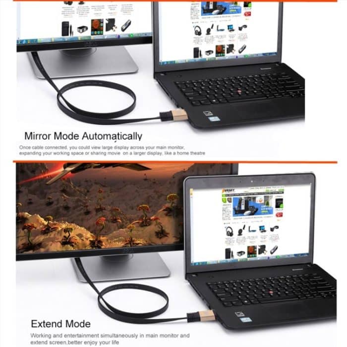 1 m HDMI 2.0 (4K) 30AWG Hochgeschwindigkeits-18-Gbit/s-vergoldetes Flachkabel mit HDMI-Stecker auf HDMI-Stecker, Length: 1m – Bild 4