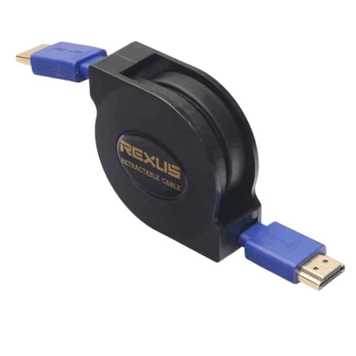 HDMI0080B.jpg 1,8 m HDMI 1.4 (1080P) vergoldete Anschlüsse HDMI-Stecker auf HDMI-Stecker, einziehbares Flachkabel, Length: 1.8m – Bild 1