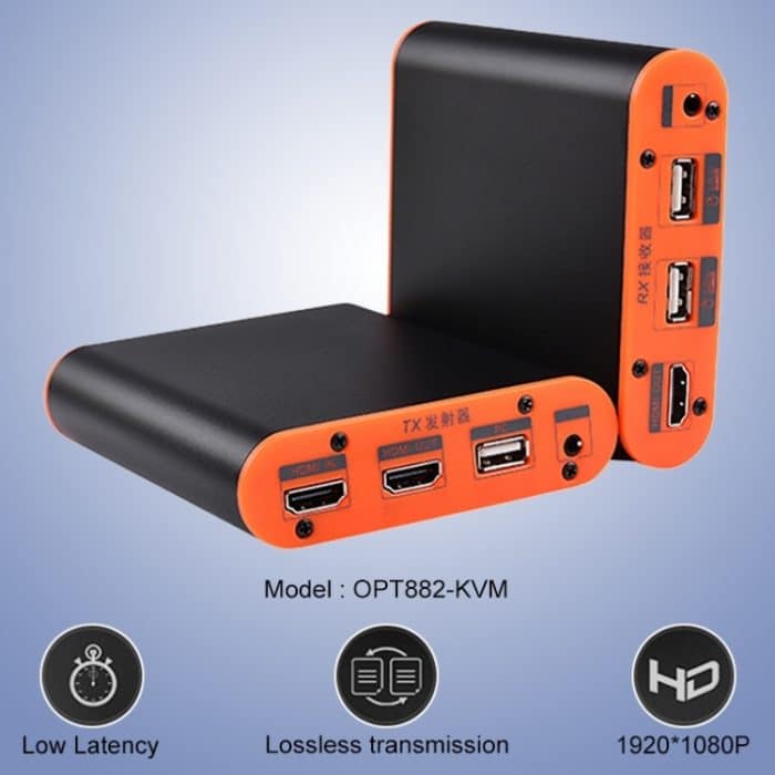 OPT882-KVM HDMI Extender (Empfänger und Sender) Glasfaser-Extender mit USB-Anschluss und KVM-Funktion, Übertragungsentfernung: 20 km, OPT882-KVM – Bild 3