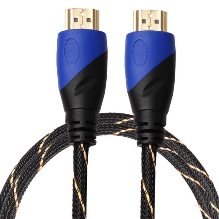 1 m HDMI 1.4 Version 1080P Gewebte Netzlinie Blau Schwarzer Kopf HDMI-Stecker auf HDMI-Stecker Audio-Video-Anschlussadapterkabel – Bild 1