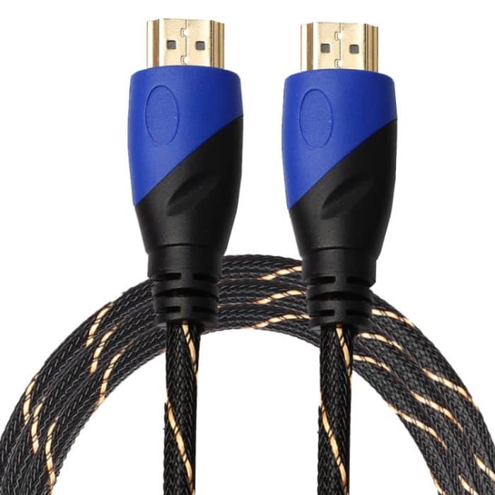 HDMI0122.jpg 1,8 m HDMI 1.4 Version 1080P Gewebte Netzlinie Blau Schwarzer Kopf HDMI-Stecker auf HDMI-Stecker Audio-Video-Anschlussadapterkabel – Bild 1