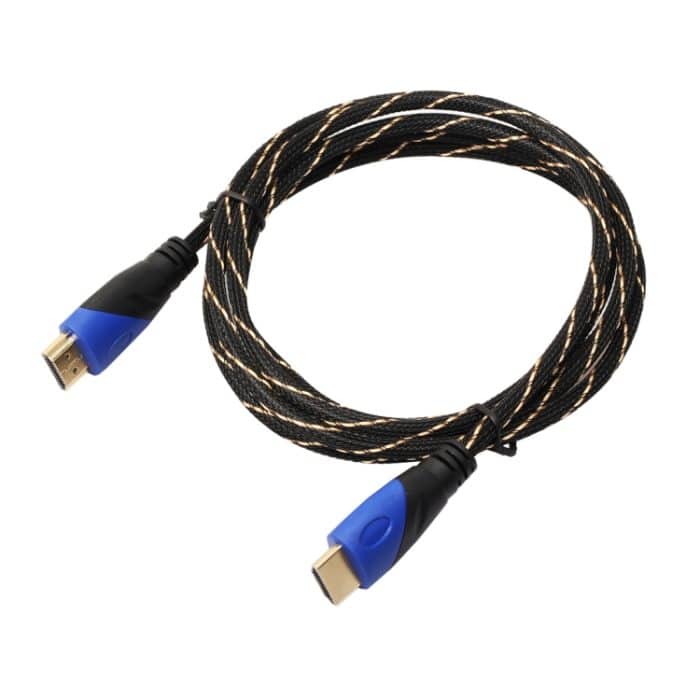 1,8 m HDMI 1.4 Version 1080P Gewebte Netzlinie Blau Schwarzer Kopf HDMI-Stecker auf HDMI-Stecker Audio-Video-Anschlussadapterkabel – Bild 2