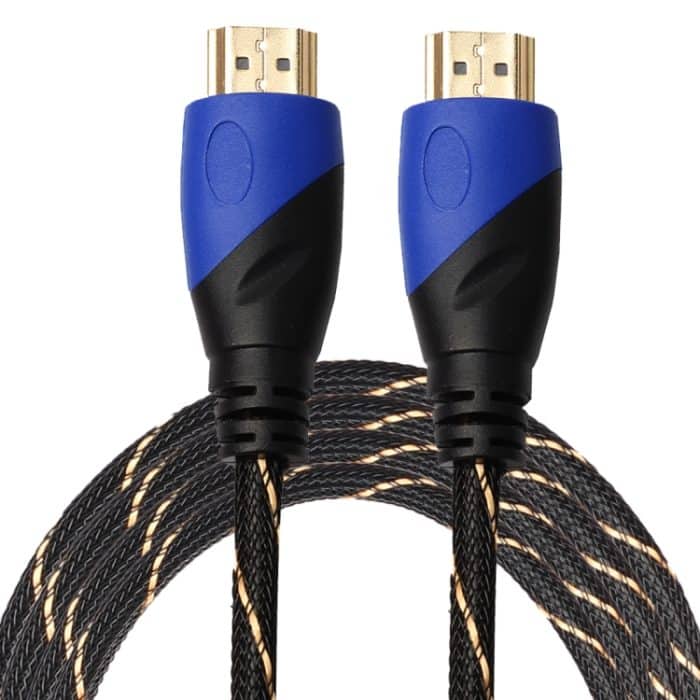 3 m HDMI 1.4 Version 1080P Gewebte Netzlinie Blau Schwarzer Kopf HDMI-Stecker auf HDMI-Stecker Audio-Video-Anschlussadapterkabel – Bild 1