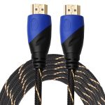 5 m HDMI 1.4 Version 1080P Gewebte Netzlinie Blau Schwarzer Kopf HDMI-Stecker auf HDMI-Stecker Audio-Video-Anschlussadapterkabel