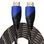 15 m HDMI 1.4 Version 1080P Gewebte Netzlinie Blau Schwarzer Kopf HDMI-Stecker auf HDMI-Stecker Audio-Video-Anschlussadapterkabel