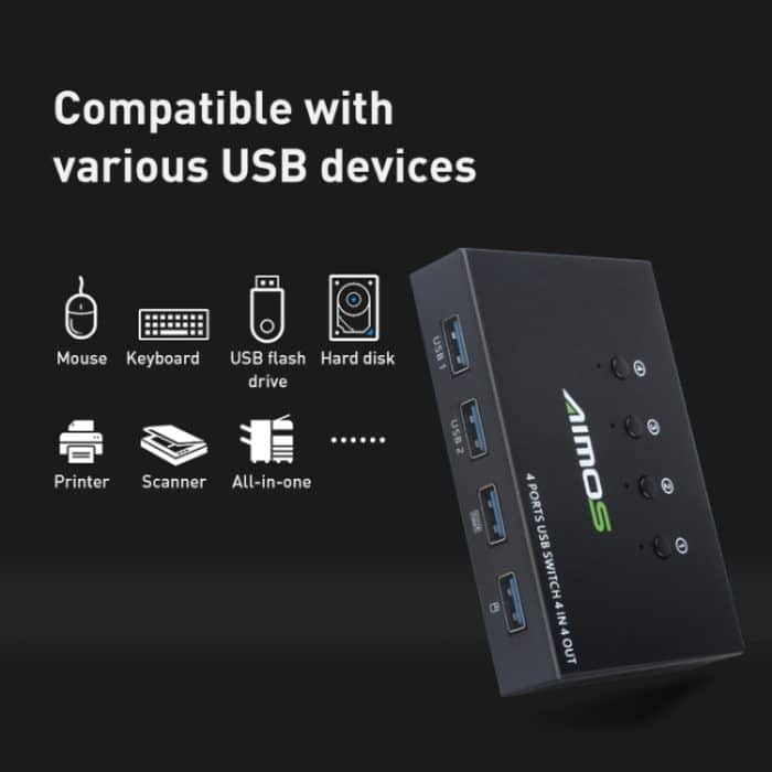 AIMOS AM-KM404K USB2.0 4 In 4 Out Umschalter – Bild 7