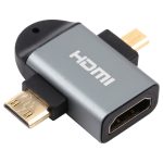 2 in 1 Mini HDMI männlich + Micro HDMI-Stecker an HDMI-weiblicher Gold-plattierter Kopfadapter