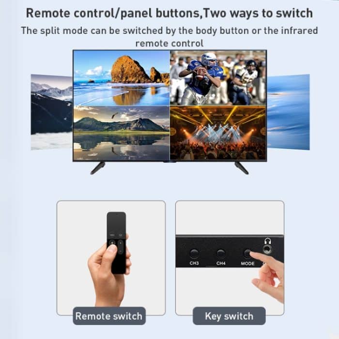 Measy MV4341 4K 30Hz 4 In 1 Out HDMI Quad Screen Splitter, Steckertyp: EU-Stecker, EU Plug – Bild 7
