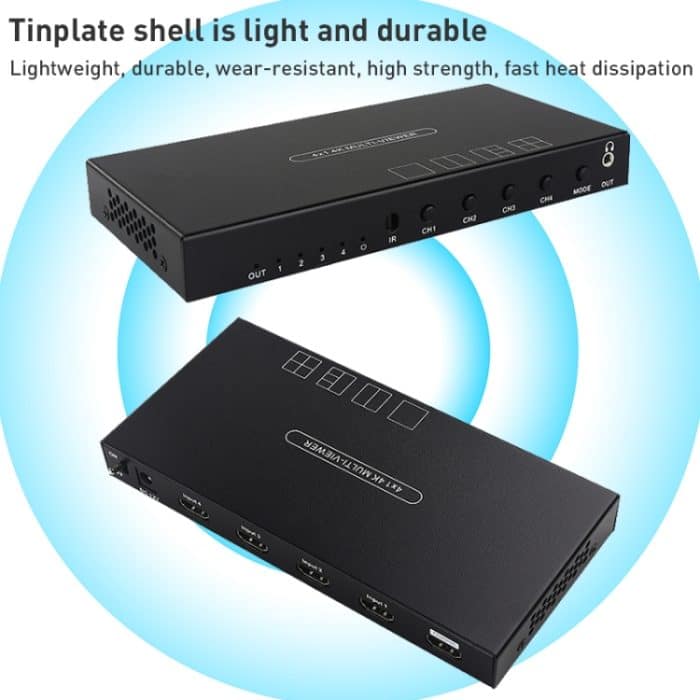 Measy MV4341 4K 30Hz 4 In 1 Out HDMI Quad Screen Splitter, Steckertyp: EU-Stecker, EU Plug – Bild 8