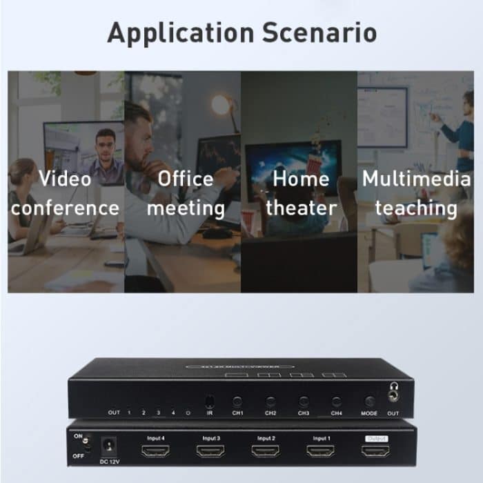 Measy MV4341 4K 30Hz 4 In 1 Out HDMI Quad Screen Splitter, Steckertyp: EU-Stecker, EU Plug – Bild 9