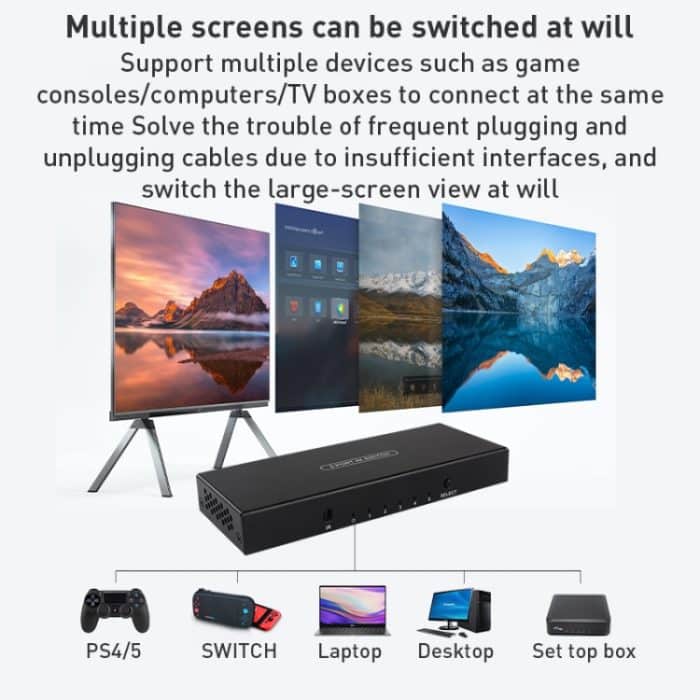 Measy SWH4651 4K 60Hz 5 In 1 Out HDMI Konverter Switcher, Steckertyp: EU-Stecker, EU Plug – Bild 2