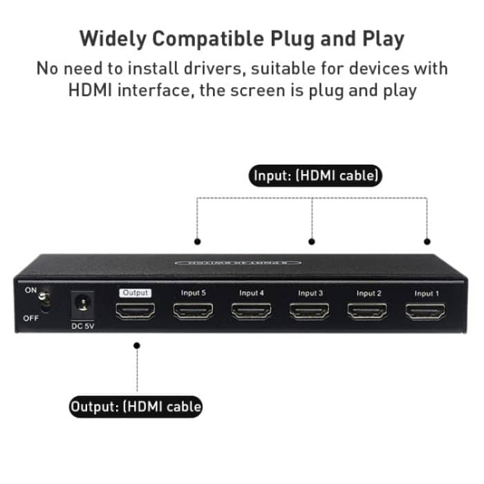 Measy SWH4651 4K 60Hz 5 In 1 Out HDMI Konverter Switcher, Steckertyp: EU-Stecker, EU Plug – Bild 7