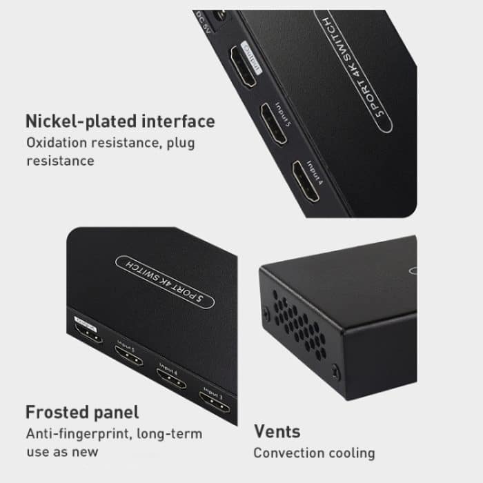 Measy SWH4651 4K 60Hz 5 In 1 Out HDMI Konverter Switcher, Steckertyp: EU-Stecker, EU Plug – Bild 9