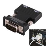 HDMI-Buchse auf VGA-Stecker-Konverter mit Audio-Ausgangsadapter für Projektor, Monitor, TV-Geräte, HDMI to VGA+Audio