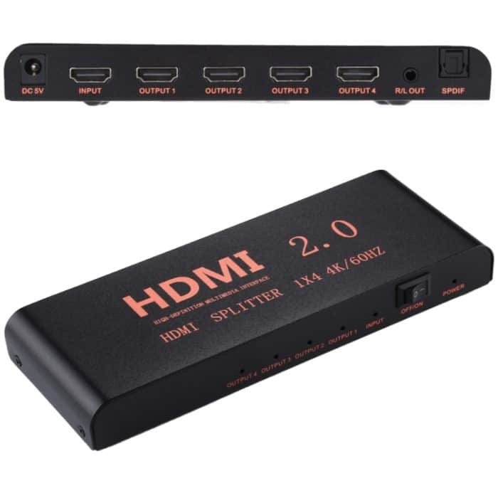 HDMI1151.jpg CY-042 1X4 HDMI 2.0 4K / 60Hz Splitter, EU-Stecker – Bild 1