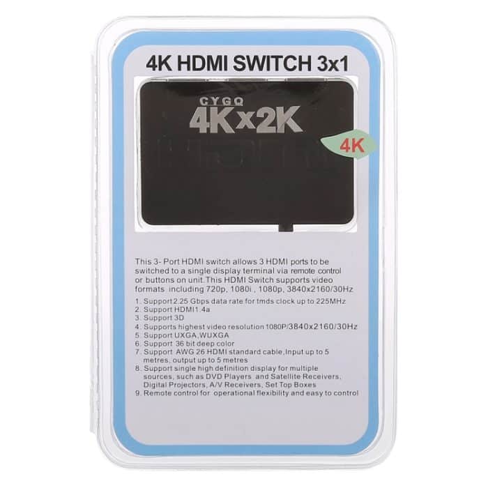 4K 3-Port-HDMI-Switch mit Fernbedienung – Bild 5