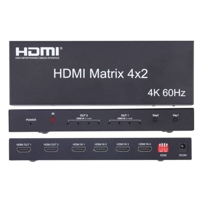 HDMI 4x2 Matrix Switcher / Splitter mit Fernbedienung, Unterstützung von ARC / MHL / 4KX2K / 3D, 4 Ports HDMI -Eingang, 2 Ports HDMI -Ausgabe – Bild 4