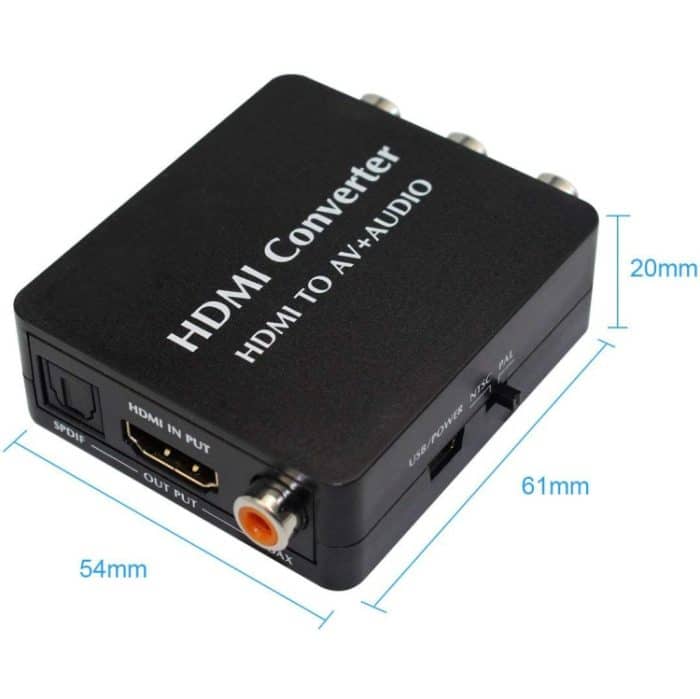 HDMI zu AV Audio Konverter Unterstützung SPDIF Koaxial Audio NTSC PAL Composite Video HDMI zu 3RCA Adapter für TV / PC / PS3 / Blue-Ray DVD – Bild 3