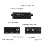 HDMI zu AV Audio Konverter Unterstützung SPDIF Koaxial Audio NTSC PAL Composite Video HDMI zu 3RCA Adapter für TV / PC / PS3 / Blue-Ray DVD – Bild 4