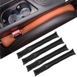 4 Stück Auto-Styling-Zubehör, Sitzlückenfüller, Lederpolster, Abstandshalter, Schutz, weicher Stangenschlitzstopfen, Autolückenfüller (schwarz)