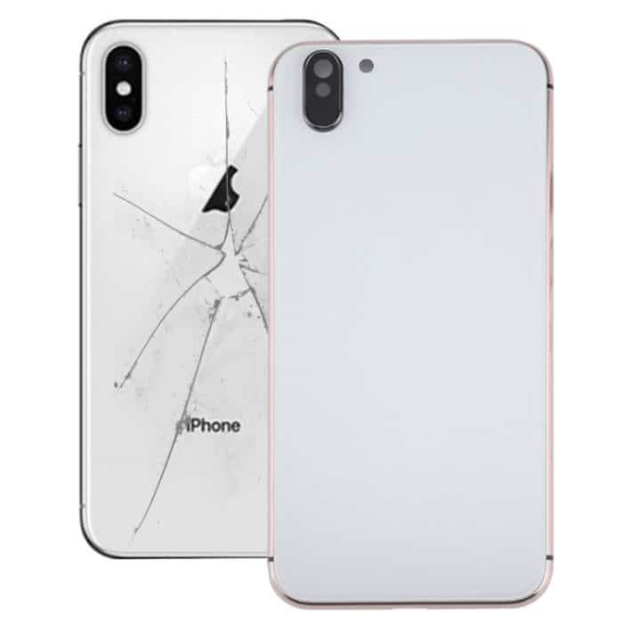 5-in-1-Vollmontage-Metallgehäuseabdeckung mit iX-ähnlichem Erscheinungsbild für iPhone 6, einschließlich Rückabdeckung, Kartenfach, Lautstärketaste, Ein-/Aus-Taste und Stummschalter, Vibrationstaste, ohne Kopfhöreranschluss (Gold + Weiß), For iP6 to iPX – Bild 1