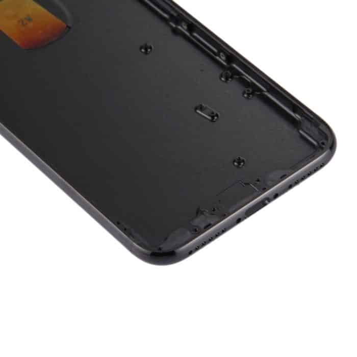 6-in-1 für iPhone 7 (Rückseite + Kartenfach + Lautstärketaste + Ein-/Aus-Taste + Stummschalter, Vibrationstaste + Schild), komplett montierte Gehäuseabdeckung (Tiefschwarz), For iPhone 7 Jet Black – Bild 6