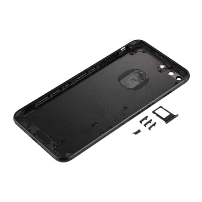 6 in 1 für iPhone 7 Plus (Rückseite + Kartenfach + Lautstärketaste + Ein-/Aus-Taste + Stummschalter, Vibrationstaste + Schild), komplett montierte Gehäuseabdeckung (Tiefschwarz), For iPhone 7 Plus Jet Black – Bild 5