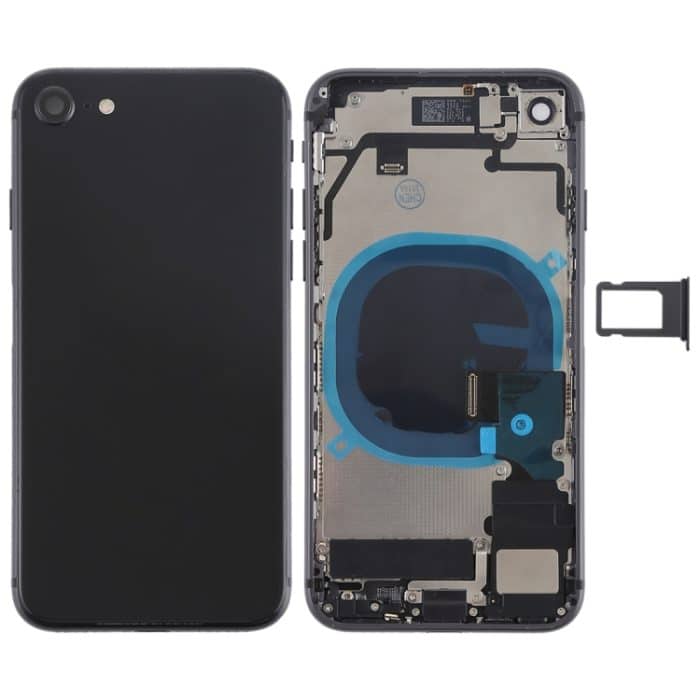 IP8F0157BL.jpg Akku-Rückabdeckung mit Seitentasten, Vibration, Lautsprecher, Klingelton, Ein-/Aus-Taste, Lautstärketaste, Flexkabel und Kartenfach für iPhone 8, For iPhone 8, For iPhone 8 (Full Assembly) – Bild 1