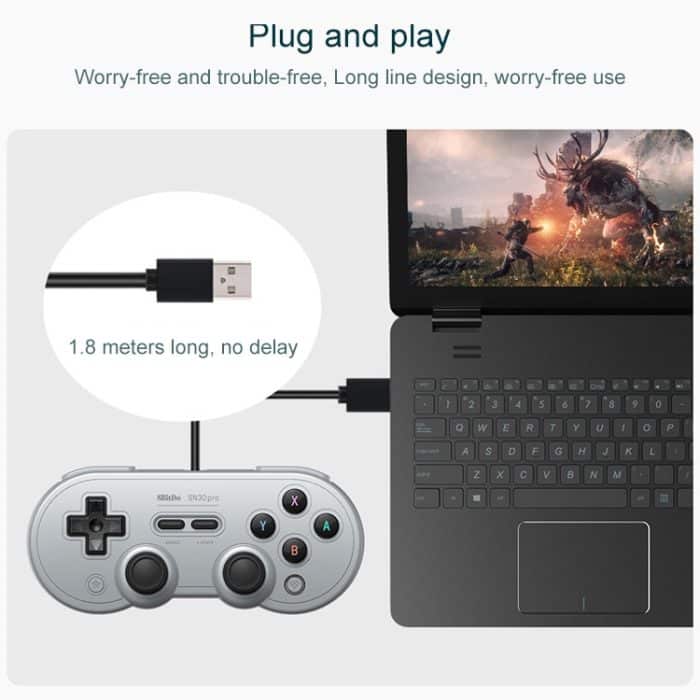 8 Bitdo SN30 pro USB-Gamepad-Joystick für Swith / Steam / PC (grau) – Bild 5