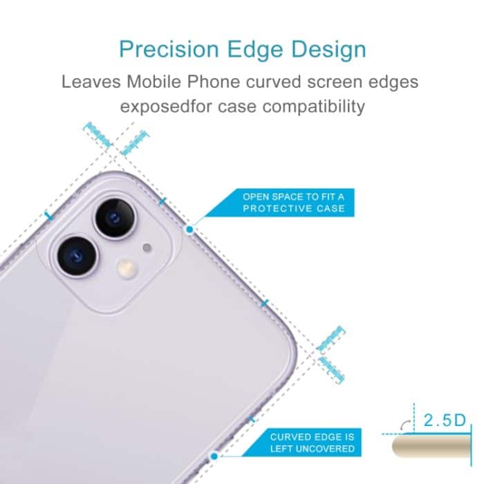 Für iPhone 11 9H 2.5D Halbbildschirm Transparentes Handy Gehärtete Glasfolie Rückfolie – Bild 3