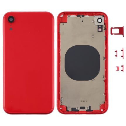 Hintere Gehäuseabdeckung mit Kameraobjektiv, SIM-Kartenfach und Seitentasten für iPhone XR, For iPhone XR (with Side Keys)