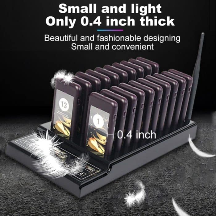 QC100 999 Channel Restaurant Wireless Paging Queuing-Anrufsystem mit 20 Call Coaster Pagern, EU-Stecker – Bild 14