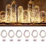 6 PCS wasserdichtes warmweißes Licht Kupferdraht Sternenlicht, 20 LEDs 2700-2900K Seil Lichterkette für Party / Urlaub, Länge: 2m, DC 6V