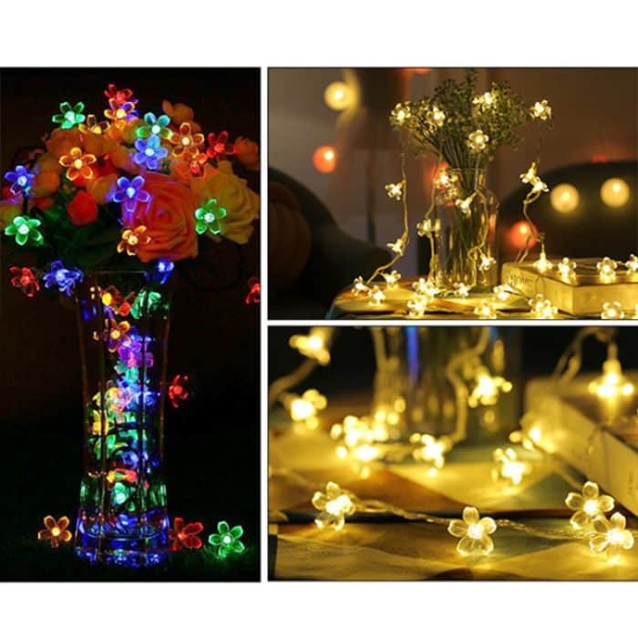 3m 20 LEDs Kirschblüten-Weihnachtsdekorationslicht, batteriebetrieben, 3m Colorful Light, 3m Warm White Light – Bild 6