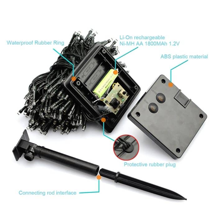 200 LEDs im Freien wasserdichte Weihnachtsfest-Dekorations-Solarlampen-Schnur, Länge: 22m – Bild 5