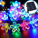 Pfirsichblüten-Form, 50 LEDs, für den Außenbereich, Garten, wasserdicht, Weihnachten, Frühling, Festival, Dekoration, Solar-Lampenkette