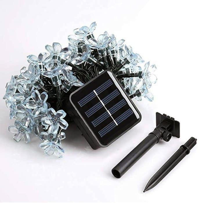 Pfirsichblüten-Form, 50 LEDs, für den Außenbereich, Garten, wasserdicht, Weihnachten, Frühling, Festival, Dekoration, Solar-Lampenkette – Bild 2