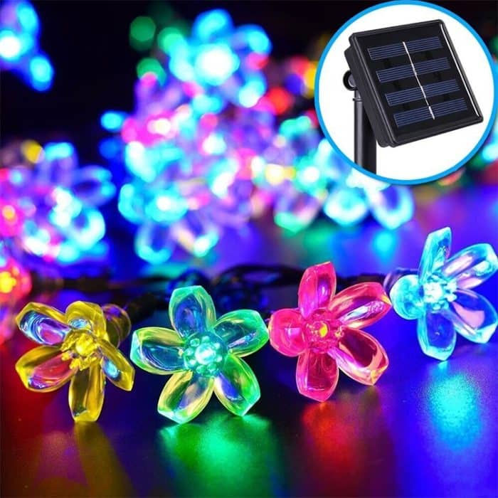 Pfirsichblüten-Form, 50 LEDs, für den Außenbereich, Garten, wasserdicht, Weihnachten, Frühling, Festival, Dekoration, Solar-Lampenkette – Bild 6