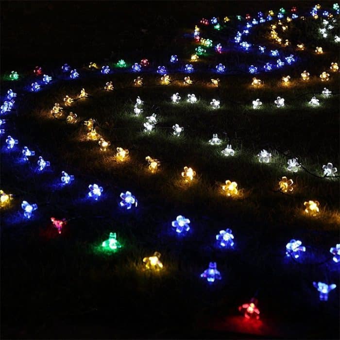Pfirsichblüten-Form, 50 LEDs, für den Außenbereich, Garten, wasserdicht, Weihnachten, Frühling, Festival, Dekoration, Solar-Lampenkette – Bild 7