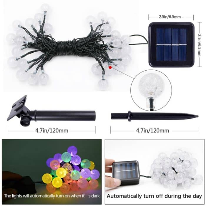 50 LEDs Bubble Ball Outdoor Garten Wasserdicht Weihnachten Frühling Festival Dekoration Solar Lampe String – Bild 3